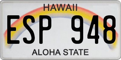 HI license plate ESP948
