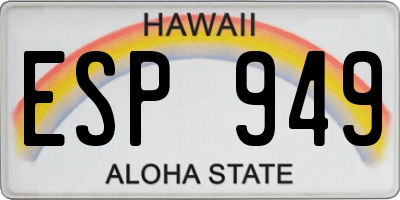 HI license plate ESP949
