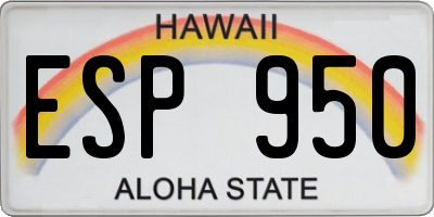 HI license plate ESP950