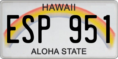 HI license plate ESP951