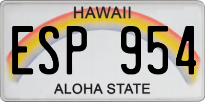 HI license plate ESP954