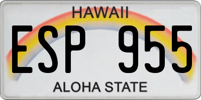 HI license plate ESP955