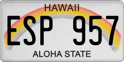 HI license plate ESP957