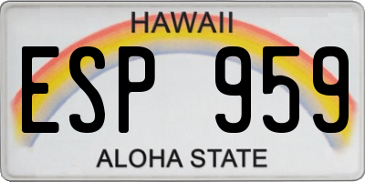 HI license plate ESP959