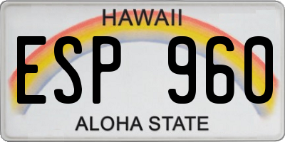 HI license plate ESP960
