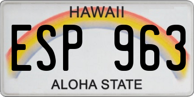HI license plate ESP963