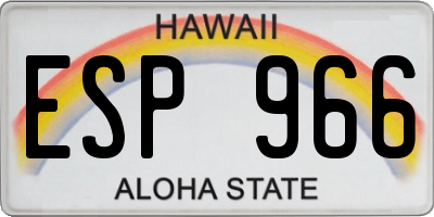 HI license plate ESP966