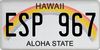 HI license plate ESP967