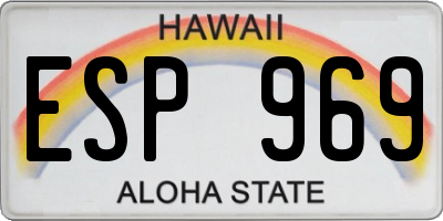 HI license plate ESP969