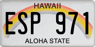 HI license plate ESP971