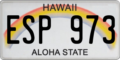 HI license plate ESP973