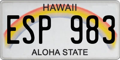 HI license plate ESP983