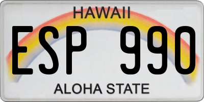 HI license plate ESP990