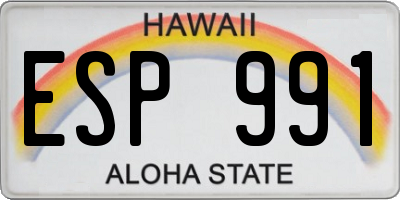 HI license plate ESP991