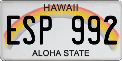 HI license plate ESP992