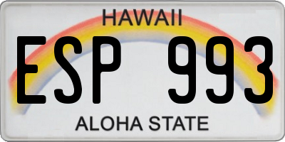 HI license plate ESP993
