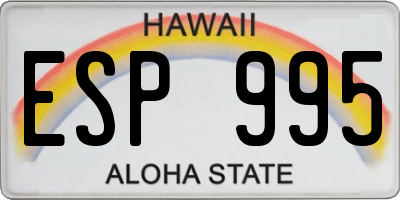 HI license plate ESP995