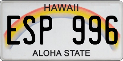 HI license plate ESP996