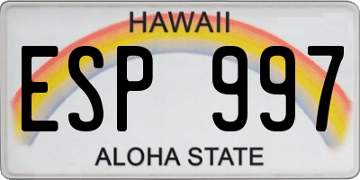 HI license plate ESP997
