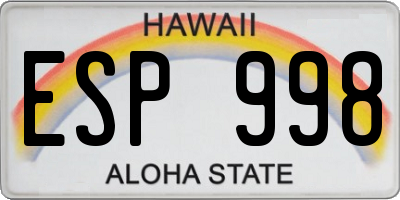 HI license plate ESP998