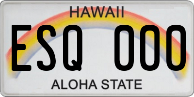HI license plate ESQ000