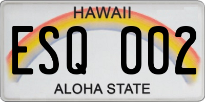 HI license plate ESQ002