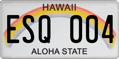 HI license plate ESQ004