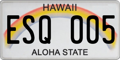 HI license plate ESQ005