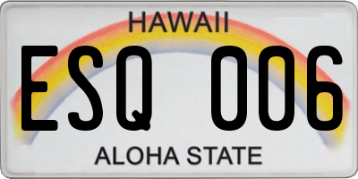 HI license plate ESQ006