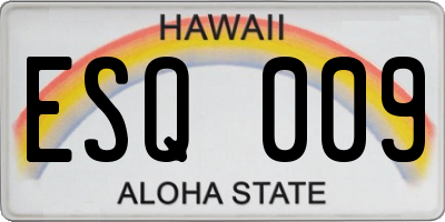 HI license plate ESQ009