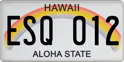 HI license plate ESQ012