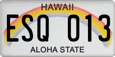 HI license plate ESQ013