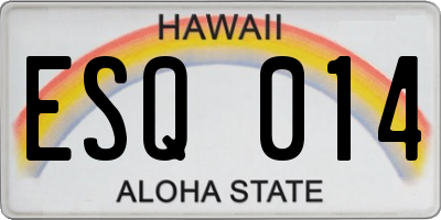 HI license plate ESQ014