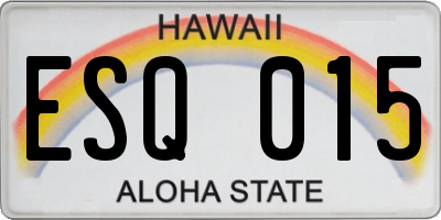 HI license plate ESQ015