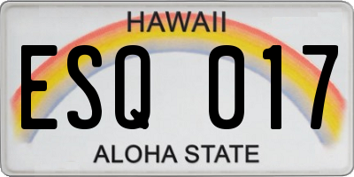 HI license plate ESQ017