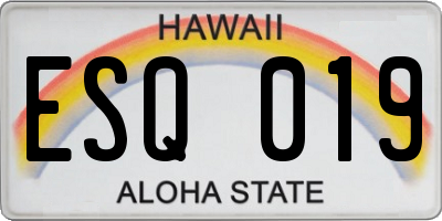 HI license plate ESQ019