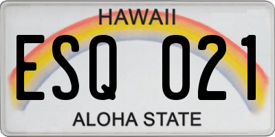 HI license plate ESQ021
