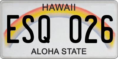 HI license plate ESQ026