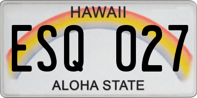 HI license plate ESQ027