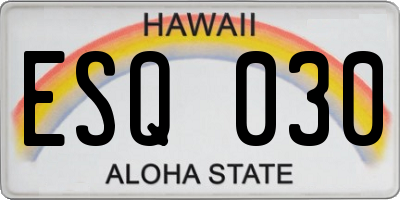 HI license plate ESQ030