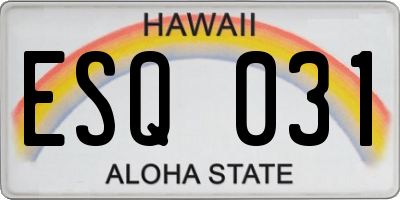 HI license plate ESQ031