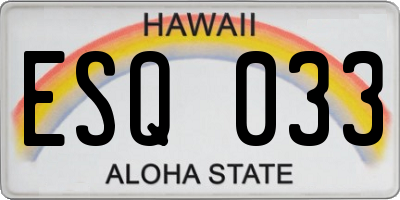 HI license plate ESQ033