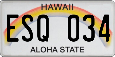 HI license plate ESQ034