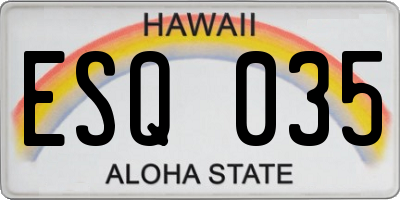 HI license plate ESQ035