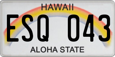 HI license plate ESQ043