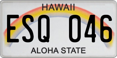 HI license plate ESQ046