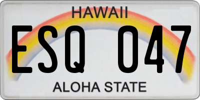 HI license plate ESQ047