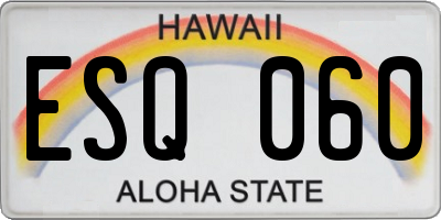 HI license plate ESQ060