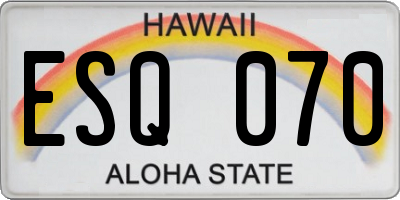 HI license plate ESQ070