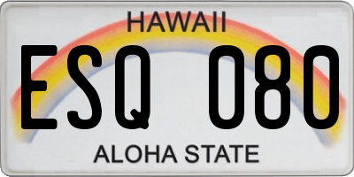 HI license plate ESQ080